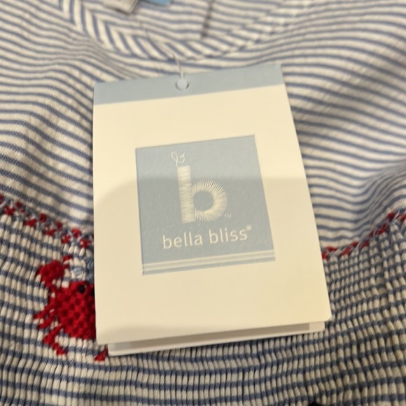 Bella Bliss girls seersucker smocked dress with embroidered anchors & crabs NWT - Picture 7 of 8